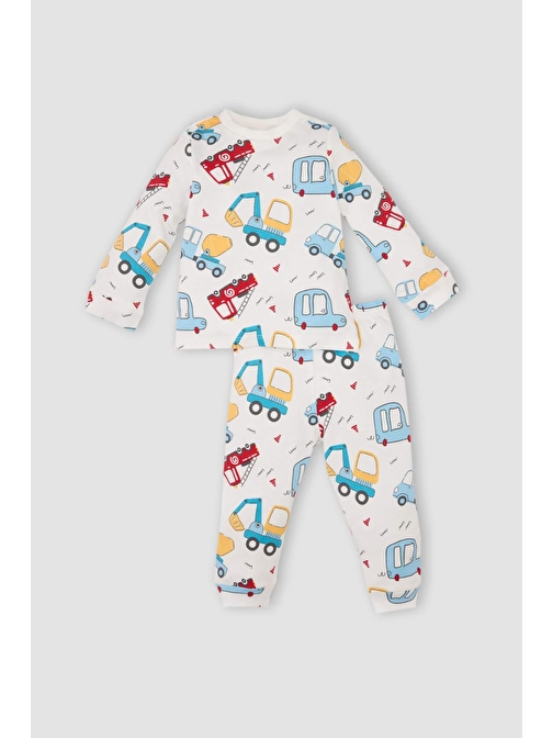 Erkek Bebek Pijama Takımı Araç Baskılı Uzun Kollu Üst Alt D8655A524AU