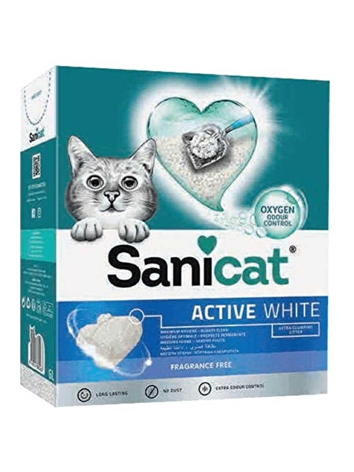 Sanicat Active White Ultra Topaklanan Kedi Kumu 10 Lt - Petshopundan