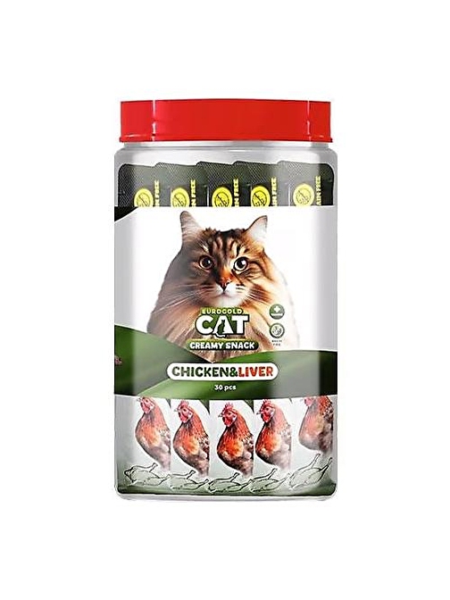 EuroGold Cat Sıvı Kedi Ödülü Tavuklu ve Ciğerli 30x15 Gr