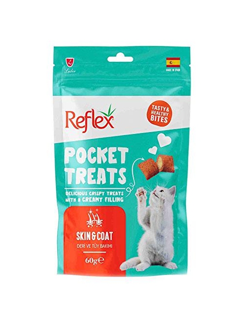 Reflex Pocket Treats Deri ve Tüy Bakımı Yetişkin Kedi Ödül Maması 60 Gr