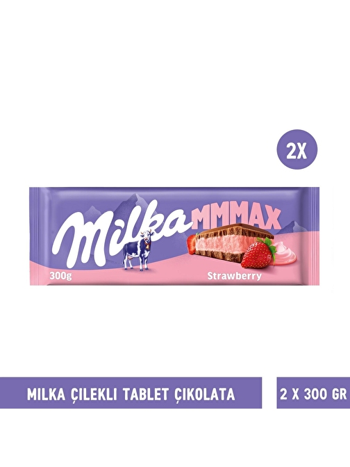 Milka Çilekli Çikolata 300 gr - 2 Adet