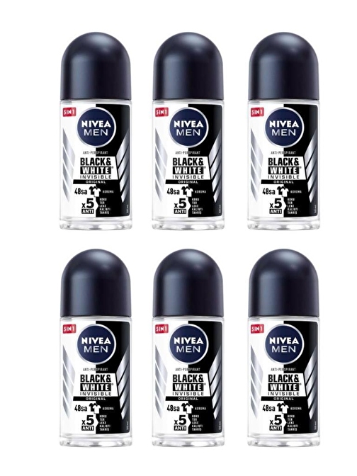 Nivea Men Black & White Original Roll-On Seyahat Boy 25 Ml 6 Adet