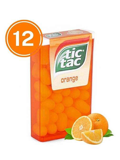 Tic Tac Portakal Aromalı Şeker 18 Gr. (12 Adet)