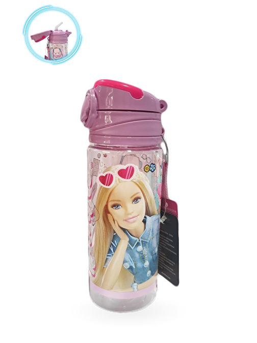 Barbie Matara 500 Ml - Çocuk Suluk, Matara, Pipetli Suluk, Askılı Suluk Barbie Matara