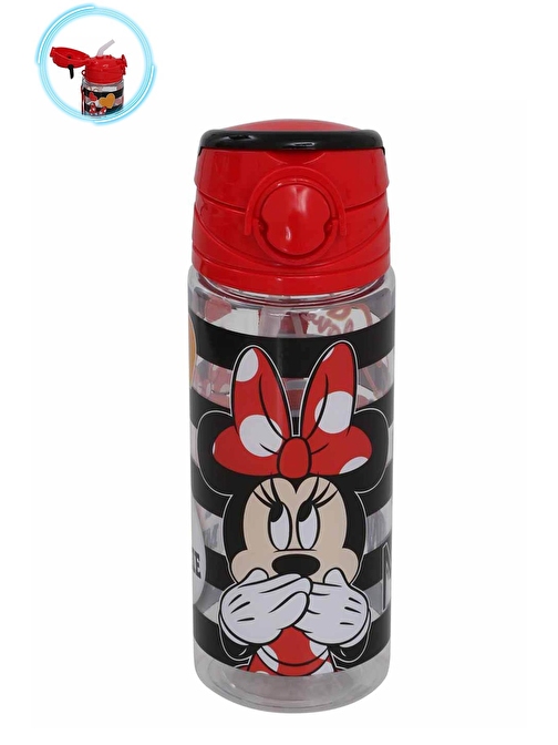 Minnie Mouse 500 Ml - Çocuk Suluk, Matara, Pipetli Suluk, Askılı Suluk Mini Fare Suluk