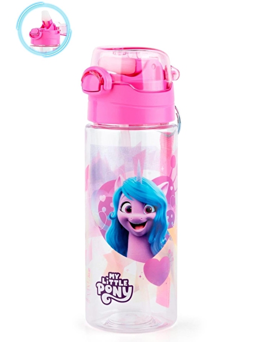 Pembe My Little Pony Suluk 500 Ml - Çocuk Suluk, Matara, Pipetli Suluk, Askılı Suluk Pony Matara