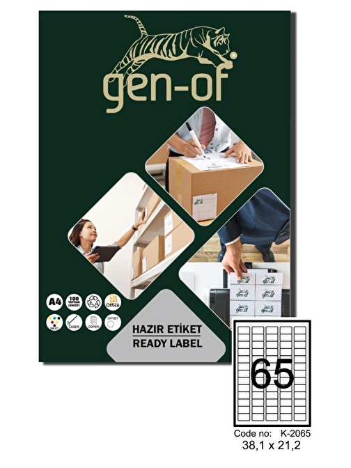 Gen-Of GK-2065 Oval Laser Etiket 38.1x21.2 100 Sayfa(6500 Etiket)