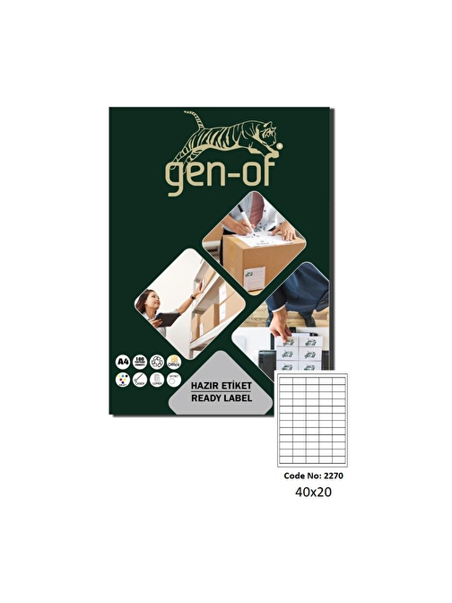 Gen-Of GK-2270 Laser Etiket 40x20 100 Sayfa (7000 Etiket)