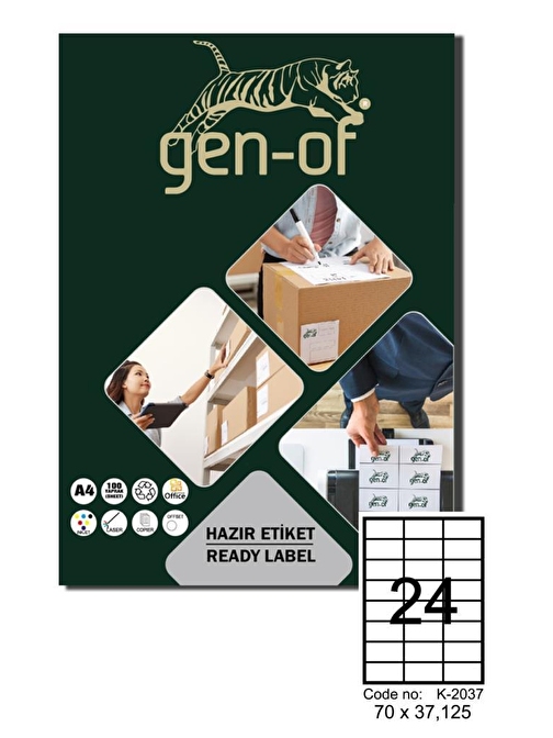 Gen-Of GK-2037 Laser Etiket 70x37.125 100 Sayfa(2400 Etiket)