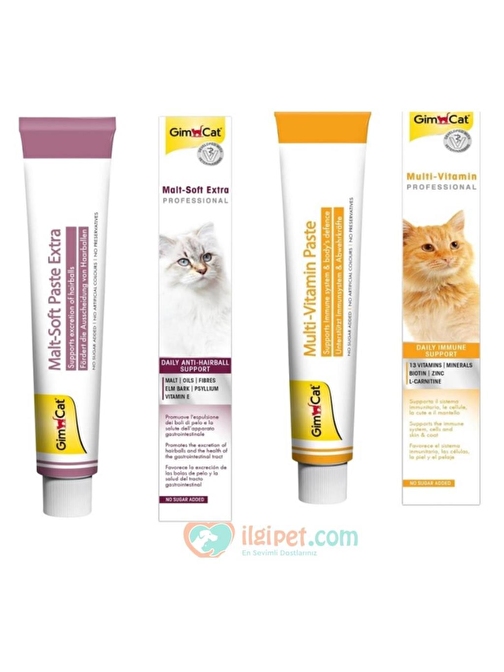 Gimcat Malt Soft Extra 100 gr + Multi-Vitamin 100 gr Kedi Macunu - Petshopundan