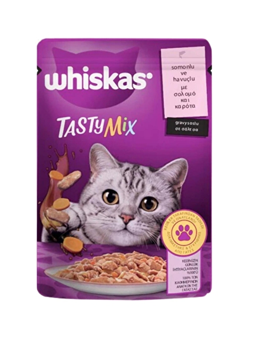 Whiskas Tastymix Somon & Havuçlu Yetişkin Kedi Maması 28 x 85 G