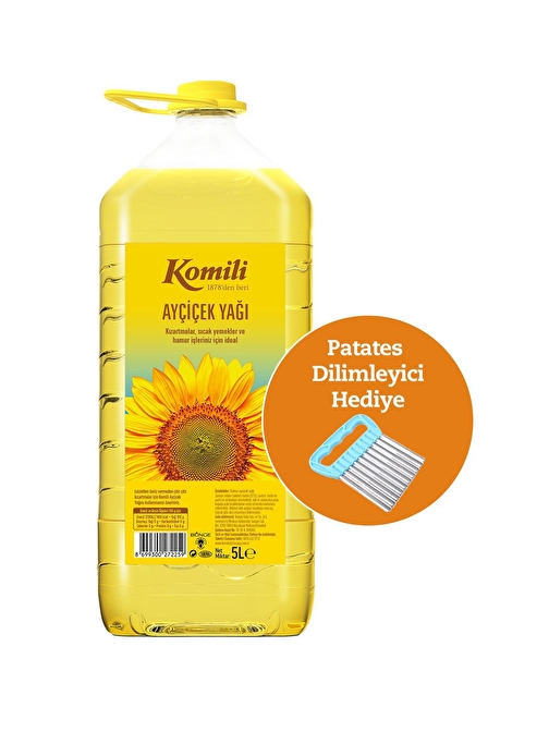 KOMİLİ AYÇİÇEK YAĞI 5 LT PET + Patates Dilimliyici Hediyeli