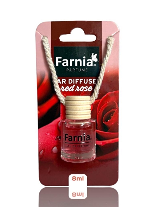 Farnia Yüksek Esanslı Askılı Araç Kokusu EDP Parfüm Kırmızı Gül 8 Ml