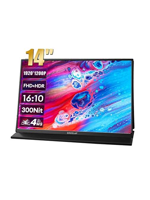 Zeuslap Z14 Lite Pro 14" 60Hz 4Ms mHDMI+USB-C HDR FullHD+ IPS Dokunmatik Taşınabilir Monitör