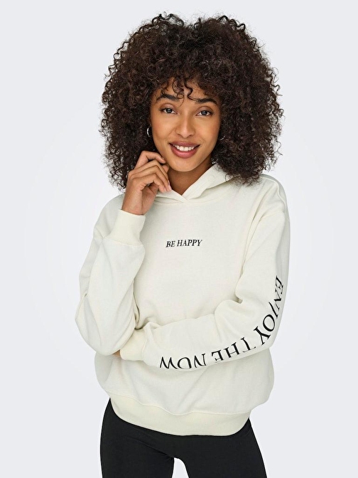 Only Onlcassıe L/S Photo Hood Swt Kadın Sweat 15329874 Cloud Dancer