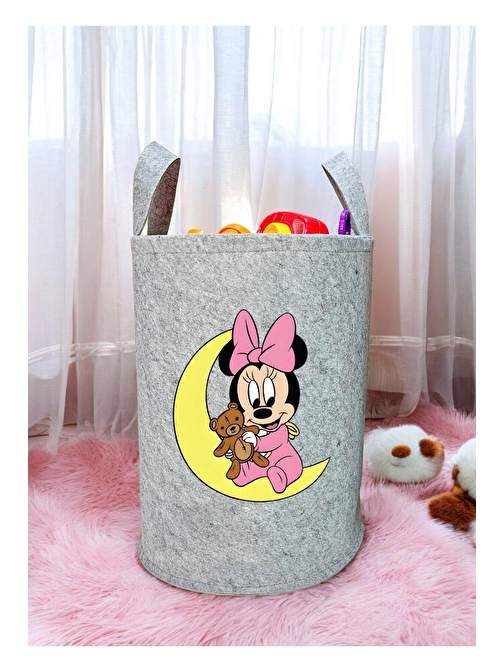 Unisex Minnie Desenli Bebek Çocuk Odası Düzenleyici Saklama Kutusu Oyuncak Kirli Sepeti 50X40 CM