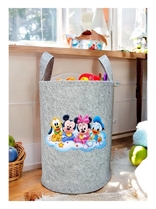 Unisex Mickey Ailesi Bebek Çocuk Odası Düzenleyici Saklama Kutusu Oyuncak Kirli Sepeti 50X40 CM