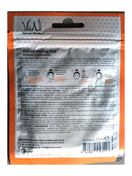 VİEN CRYSTAL PEELING PAD 5Lİ