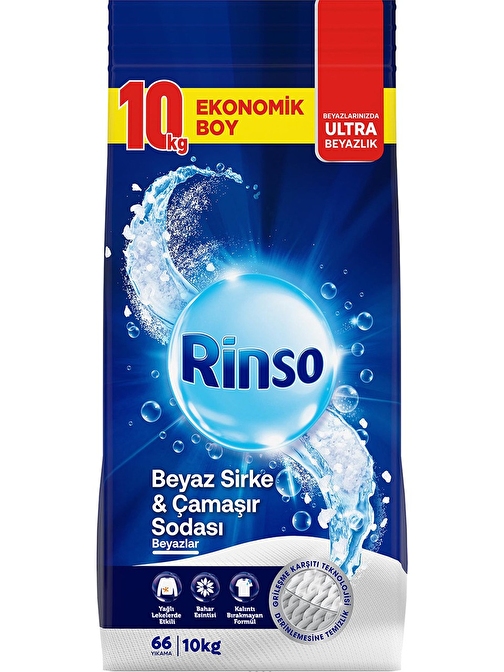 Rinso Beyaz Sirke ve Çamaşır Sodası Beyazlar Için Toz Deterjan 10 kg