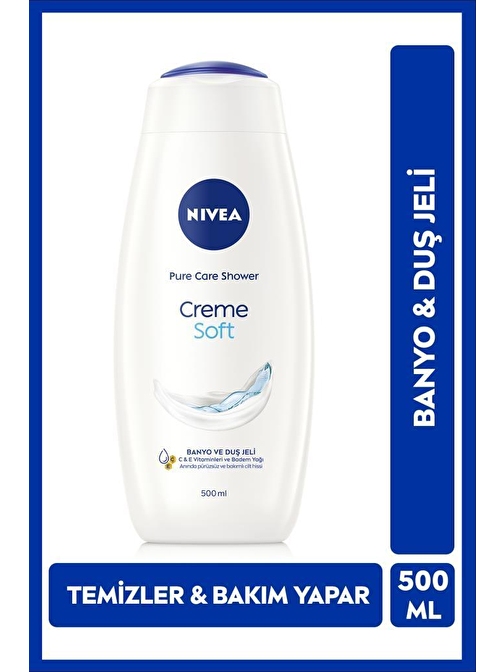 Creme Soft Kremsi Dokunuş Banyo ve Duş Jeli 500ml, Temizlerken Bakım Yapar, Badem Yağı, Nemlendirici