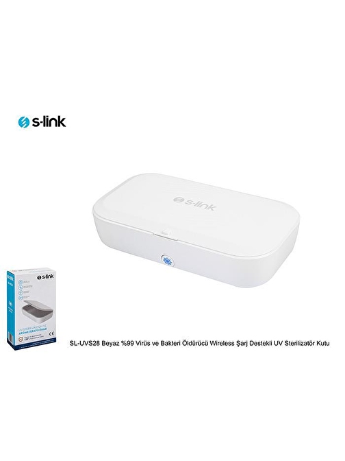 S-link SL-UVS28 Beyaz  yüzde 99 Virüs ve Bakteri Öldürücü Wireless Şarj Destekli UV Sterilizatör Kutu