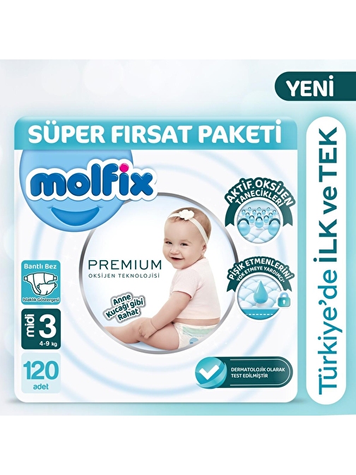 Molfix Premium Süper Fırsat Paketi 3 Beden 120 Adet