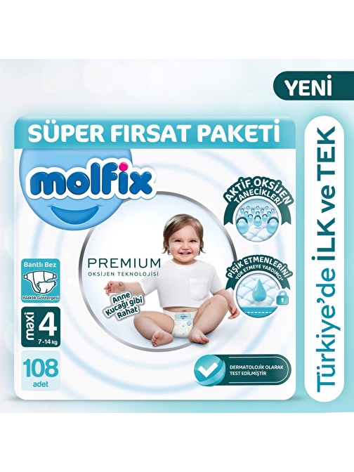 Molfix Premium Süper Fırsat Paketi 4 Beden 108 Adet