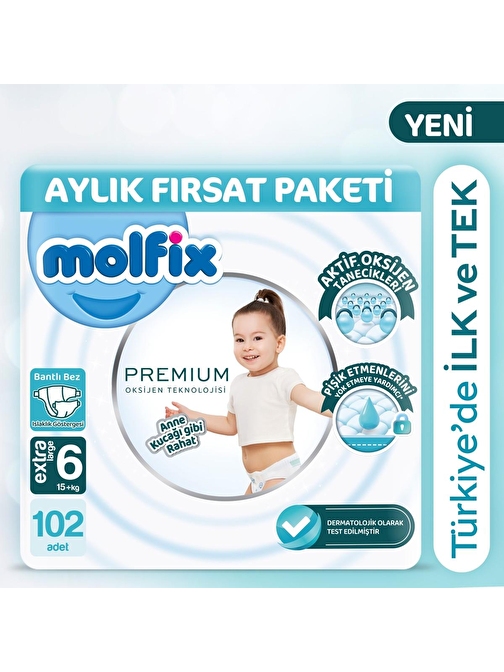 Molfix Premium Aylık Fırsat Paketi 6 Beden 102 Adet