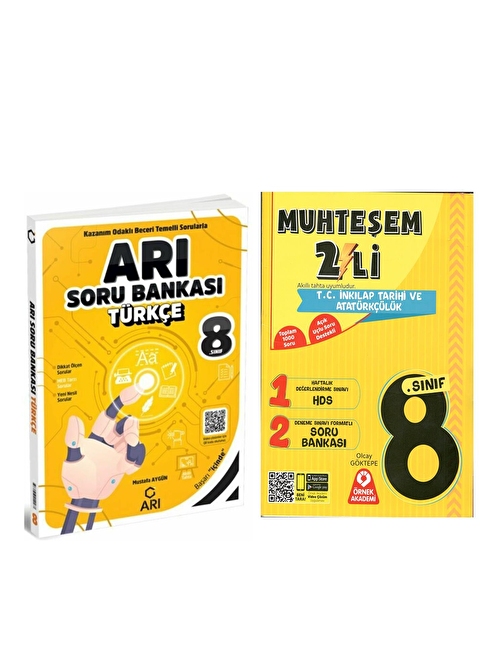 Arı 8.Sınıf Türkçe ve Örnek Akademi Muhteşem İkili İnkılap Seti 2 Kitap