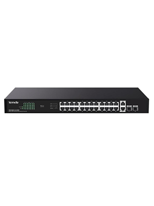 Tenda TEG1128P-24-410W 24 Port Poe+ 10-100-1000 2 Port SFP 2 Port Uplink Switch Çelik Kasa