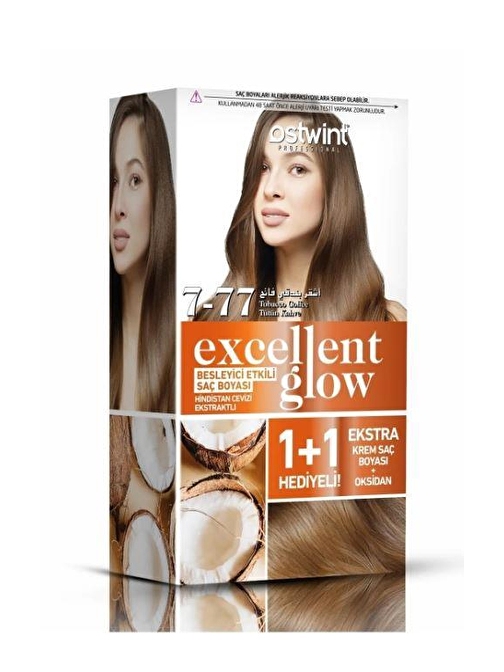 Ostwint Excellent Glow 1+1 Hediyeli Saç Boyası Seti No.7.77 Tütün Kahve