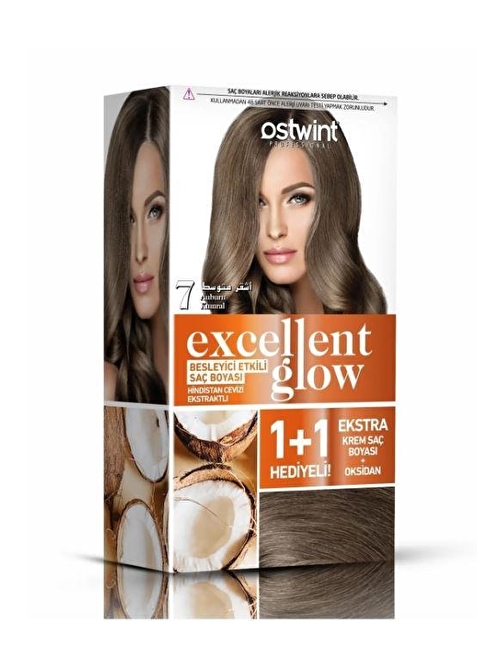 Ostwint Excellent Glow 1+1 Hediyeli Saç Boyası Seti No.7 Kumral