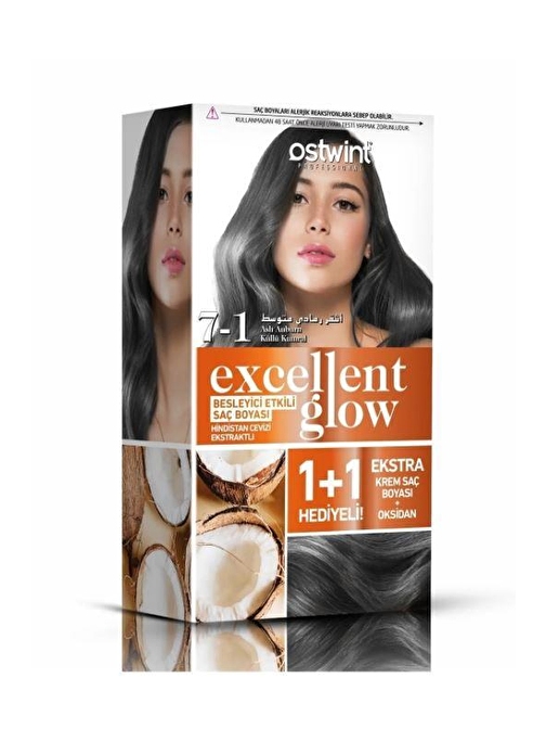 Ostwint Excellent Glow 1+1 Saç Boyası Seti No.7.1 Küllü Kumral