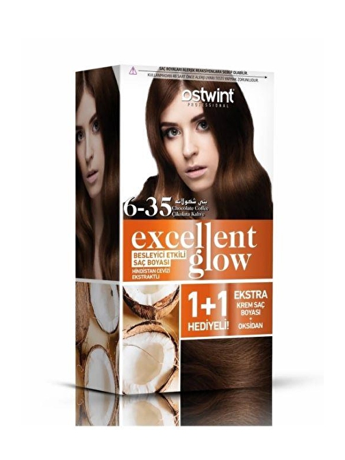 Ostwint Excellent Glow 1+1 Hediyeli Saç Boyası Seti No.6.35 Çikolata Kahve