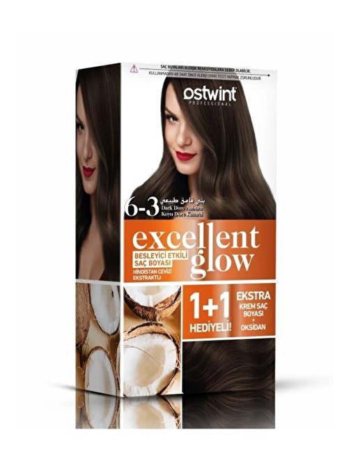 Ostwint Excellent Glow 1+1 Hediyeli Saç Boyası Seti No.6.3 Koyu Kumral Dore