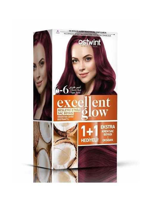 Ostwint Excellent Glow 1+1 Hediyeli Saç Boyası Seti No.6.6 Vişne Kızılı