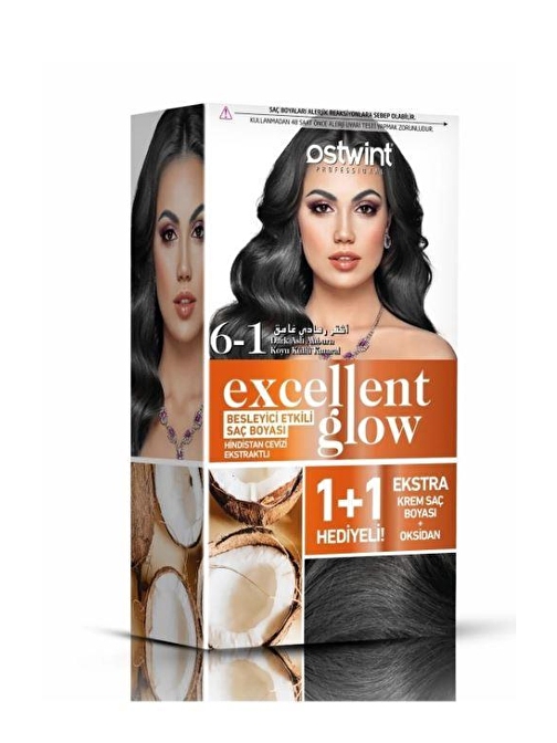 Ostwint Excellent Glow 1+1 Hediyeli Saç Boyası Seti No.6.1 Koyu Küllü Kumral