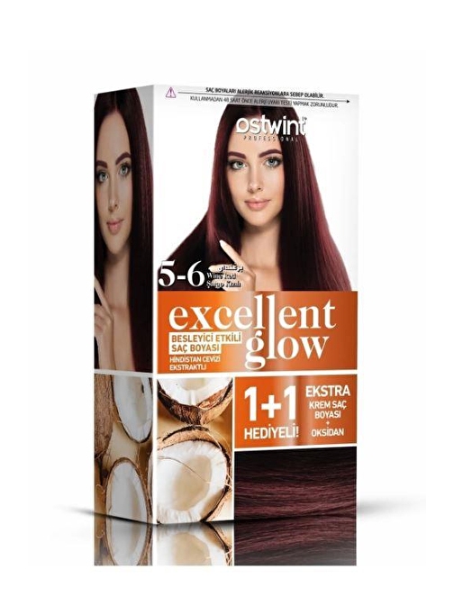 Ostwint Excellent Glow 1+1 Hediyeli Saç Boyası Seti No.5.6 Şarap Kızıl