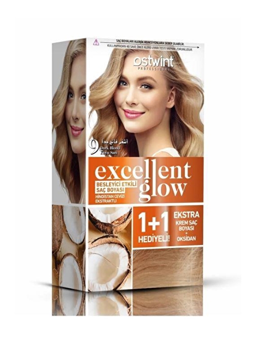 Ostwint Excellent Glow 1+1 Hediyeli Saç Boyası Seti No.9 Koyu Sarı