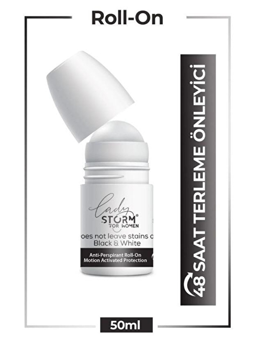 Lady Storm Kadın Roll On Terleme Karşıtı Black & White 50 ml