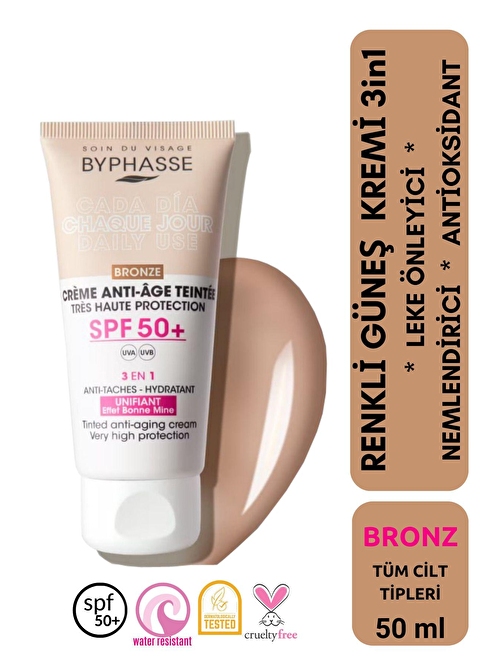 Anti-Aging Renkli Sıvı Güneş Kremi Bronz Renk- Yeni Nesil Güneş Filtreli Hibrit Formül 50ml