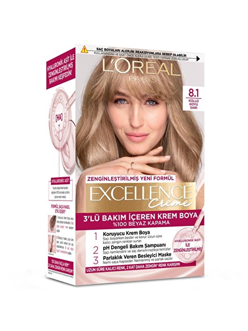 Loreal Paris Excellence Creme Saç Boyası No: 8.1 Küllü Koyu Sarı