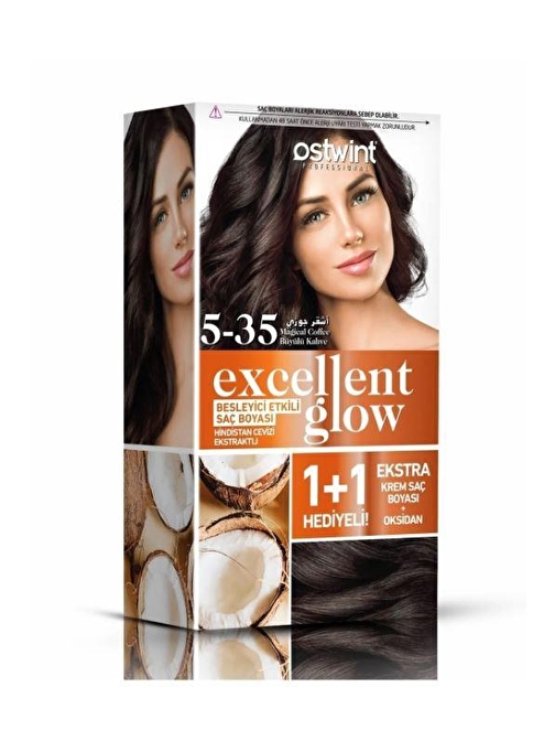 Ostwint Excellent Glow 1+1 Hediyeli Saç Boyası Seti No.5.35 Büyülü Kahve