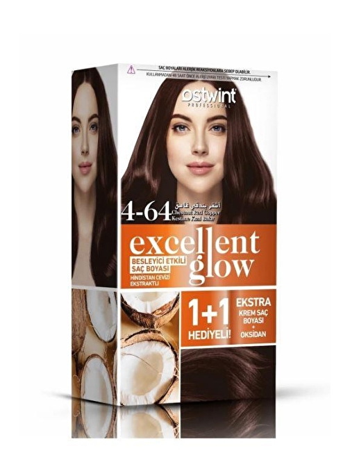 Ostwint Excellent Glow 1+1 Hediyeli Saç Boyası Seti No.4.64 Kestane Kızıl Bakır