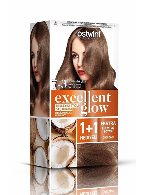 Ostwint Excellent Glow 1+1 Hediyeli Saç Boyası Seti No.7.3 Dore Kumral