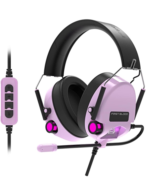 Ajazz Firstblood H10 Mikrofonlu Kulak Üstü Kulaklık gaming headset 7.1 channel RGB atmosphere light Gaming headset computer wired headset (First Blood H10 7.1 - Mor)