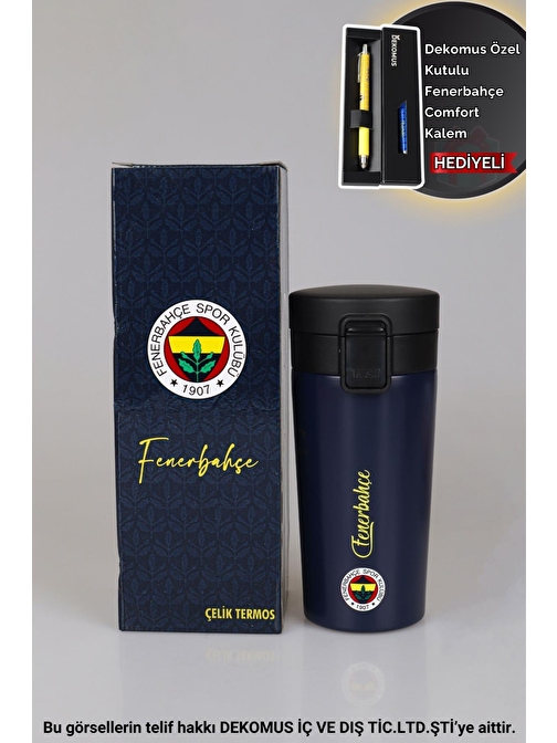 DEKOMUS İLE LİSANSLI FENERBAHÇE ÇELİK TERMOS 400 ML "ÖZEL KUTULU COMFORT KALEM HEDİYELİ"