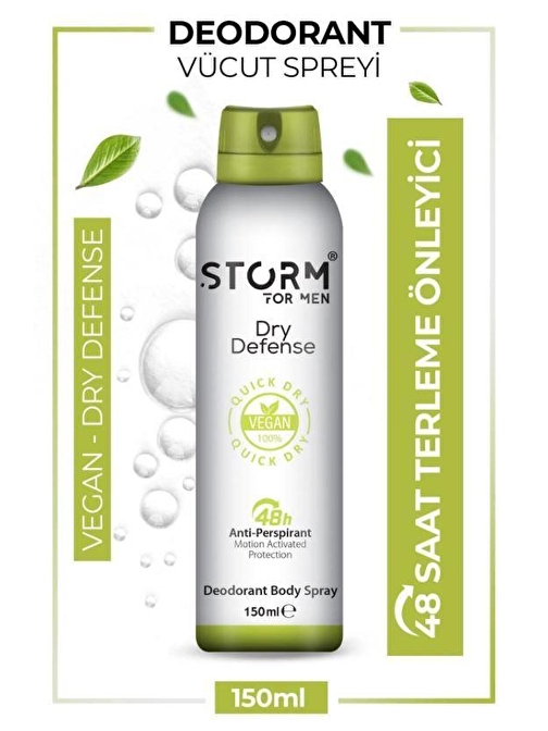 Lady Storm Erkek Deodorant Sprey Vegan Dry Defense 150 ml