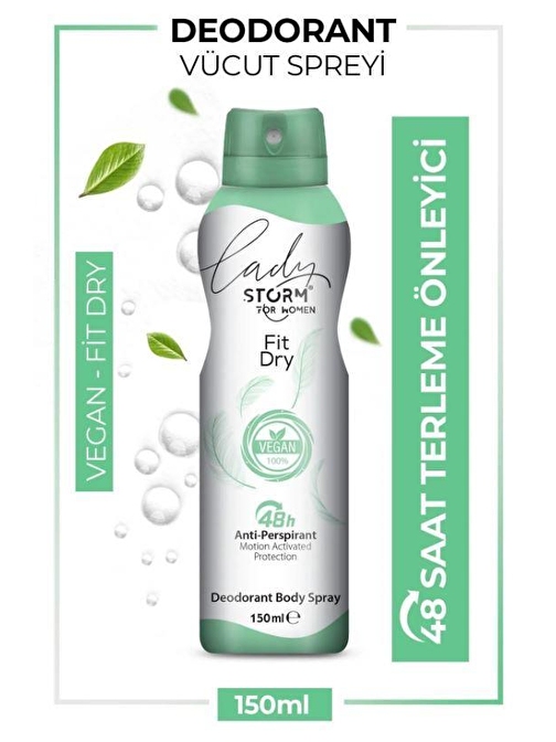 Lady Storm Kadın Deodorant Sprey Vegan Fit Dry 150 ml