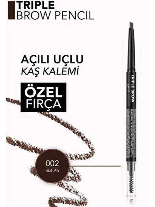 Flormar Triple Brow Kaş Kalemi 002 Auburn